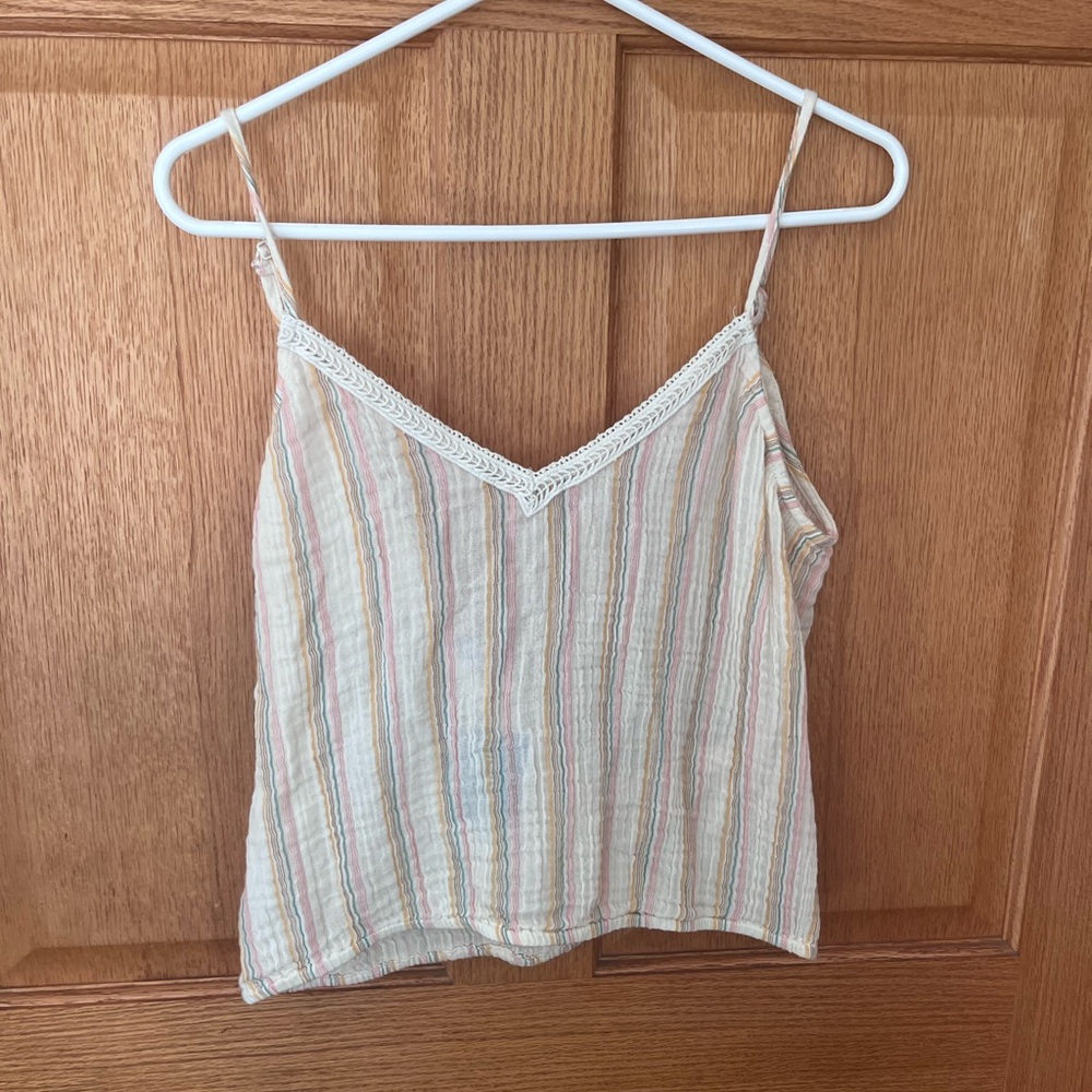 Aerie Striped Cream and Tan Women's halter Top